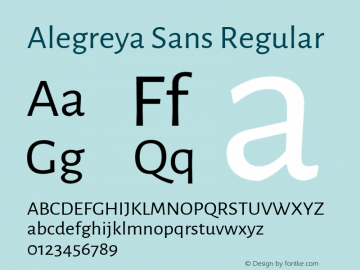 Alegreya Sans Regular Version 2.006; ttfautohint (v1.6)图片样张