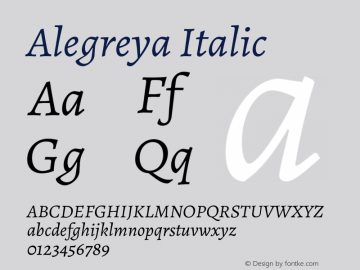 Alegreya Italic Version 2.005;PS 002.005;hotconv 1.0.88;makeotf.lib2.5.64775图片样张
