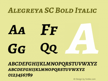 Alegreya SC Bold Italic Version 2.005; ttfautohint (v1.6) Font Sample