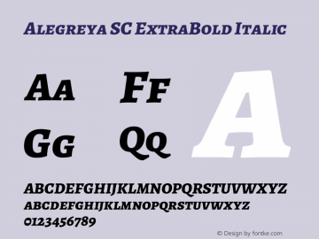 Alegreya SC ExtraBold Italic Version 2.005; ttfautohint (v1.6) Font Sample