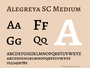 Alegreya SC Medium Version 2.005;PS 002.005;hotconv 1.0.88;makeotf.lib2.5.64775 Font Sample