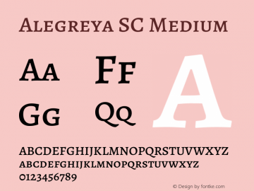 Alegreya SC Medium Version 2.005; ttfautohint (v1.6) Font Sample