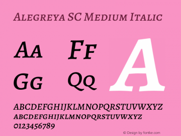 Alegreya SC Medium Italic Version 2.005;PS 002.005;hotconv 1.0.88;makeotf.lib2.5.64775 Font Sample