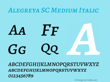 Alegreya SC Medium Italic Version 2.005; ttfautohint (v1.6) Font Sample