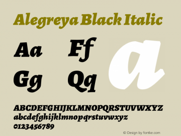 Alegreya Black Italic Version 2.006;PS 002.006;hotconv 1.0.88;makeotf.lib2.5.64775图片样张