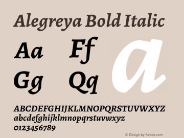 Alegreya Bold Italic Version 2.006; ttfautohint (v1.6)图片样张
