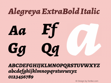 Alegreya ExtraBold Italic Version 2.006; ttfautohint (v1.6)图片样张
