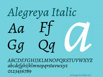 Alegreya Italic Version 2.006;PS 002.006;hotconv 1.0.88;makeotf.lib2.5.64775图片样张