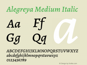Alegreya Medium Italic Version 2.006; ttfautohint (v1.6)图片样张