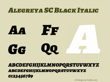 Alegreya SC Black Italic Version 2.006; ttfautohint (v1.6) Font Sample