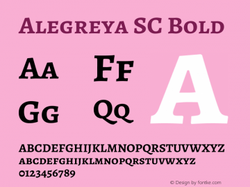 Alegreya SC Bold Version 2.006; ttfautohint (v1.6) Font Sample