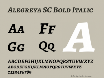 Alegreya SC Bold Italic Version 2.006; ttfautohint (v1.6) Font Sample