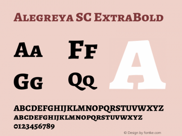 Alegreya SC ExtraBold Version 2.006; ttfautohint (v1.6) Font Sample