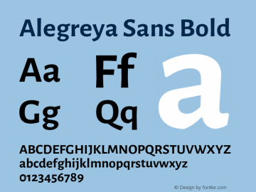 Alegreya Sans Bold Version 2.007;PS 002.007;hotconv 1.0.88;makeotf.lib2.5.64775 Font Sample
