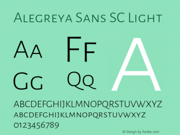 Alegreya Sans SC Light Version 2.007;PS 002.007;hotconv 1.0.88;makeotf.lib2.5.64775 Font Sample