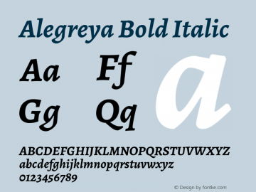 Alegreya Bold Italic Version 2.007;PS 002.007;hotconv 1.0.88;makeotf.lib2.5.64775图片样张