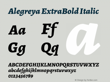 Alegreya ExtraBold Italic Version 2.007;PS 002.007;hotconv 1.0.88;makeotf.lib2.5.64775图片样张