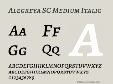 Alegreya SC Medium Italic Version 2.007;PS 002.007;hotconv 1.0.88;makeotf.lib2.5.64775 Font Sample