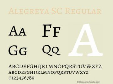 Alegreya SC Regular Version 2.007;PS 002.007;hotconv 1.0.88;makeotf.lib2.5.64775 Font Sample