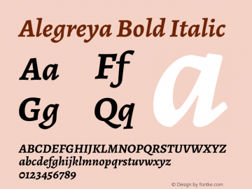 Alegreya Bold Italic Version 2.007; ttfautohint (v1.6)图片样张