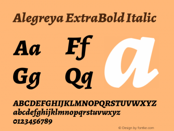Alegreya ExtraBold Italic Version 2.007; ttfautohint (v1.6)图片样张