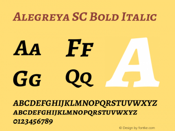 Alegreya SC Bold Italic Version 2.007; ttfautohint (v1.6) Font Sample