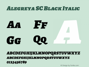 Alegreya SC Black Italic Version 2.007; ttfautohint (v1.6) Font Sample
