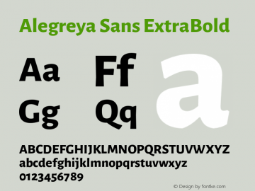 Alegreya Sans ExtraBold Version 2.008;PS 002.008;hotconv 1.0.88;makeotf.lib2.5.64775 Font Sample