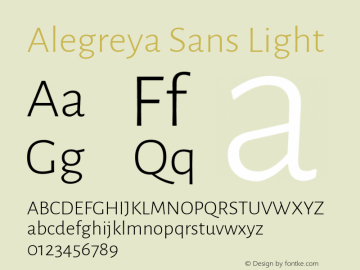 Alegreya Sans Light Version 2.008; ttfautohint (v1.6) Font Sample