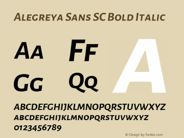 Alegreya Sans SC Bold Italic Version 2.008; ttfautohint (v1.6) Font Sample