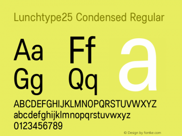 Lunchtype25 Condensed Regular Version 1.000 Font Sample