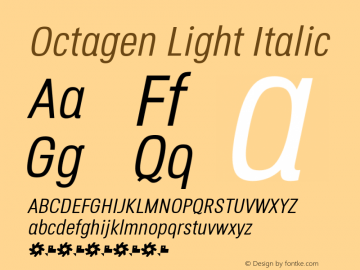 Octagen Light Light Italic Version 1.182 Font Sample