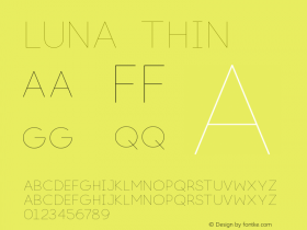 Luna Thin Version 01.00 Font Sample