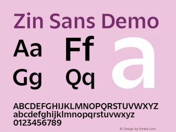 Zin Sans Demo Version 001.000 Font Sample