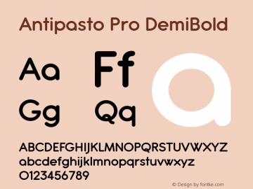 Antipasto Pro DemiBold Version 1.000 Font Sample