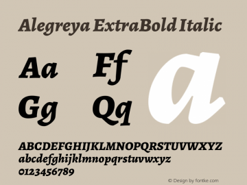 Alegreya ExtraBold Italic Version 2.008; ttfautohint (v1.8)图片样张