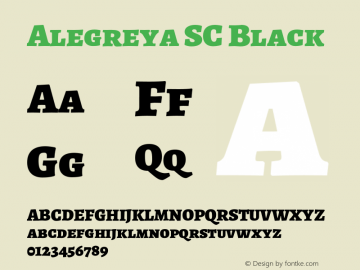 Alegreya SC Black Version 2.008;PS 002.008;hotconv 1.0.88;makeotf.lib2.5.64775 Font Sample
