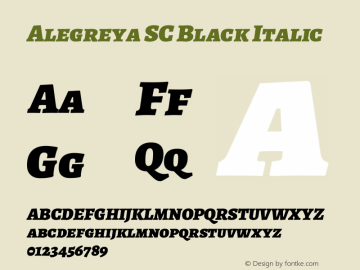 Alegreya SC Black Italic Version 2.008; ttfautohint (v1.8) Font Sample