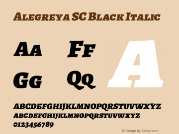Alegreya SC Black Italic Version 2.008;PS 002.008;hotconv 1.0.88;makeotf.lib2.5.64775 Font Sample