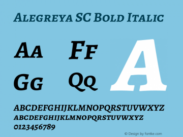 Alegreya SC Bold Italic Version 2.008; ttfautohint (v1.8) Font Sample