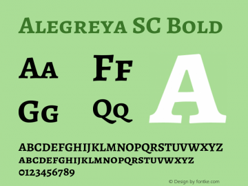 Alegreya SC Bold Version 2.008;PS 002.008;hotconv 1.0.88;makeotf.lib2.5.64775 Font Sample