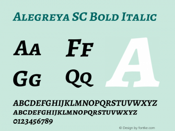 Alegreya SC Bold Italic Version 2.008;PS 002.008;hotconv 1.0.88;makeotf.lib2.5.64775 Font Sample