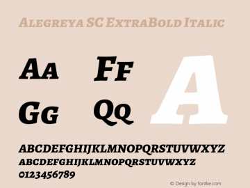 Alegreya SC ExtraBold Italic Version 2.008; ttfautohint (v1.8) Font Sample