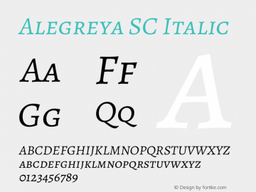 Alegreya SC Italic Version 2.008; ttfautohint (v1.8) Font Sample