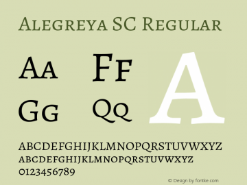 Alegreya SC Regular Version 2.008;PS 002.008;hotconv 1.0.88;makeotf.lib2.5.64775 Font Sample