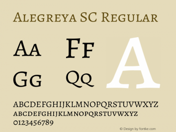 Alegreya SC Regular Version 2.008; ttfautohint (v1.8) Font Sample