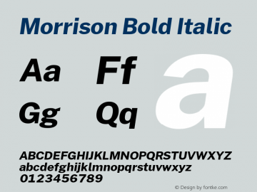 Morrison Bold Italic Version 1.030; ttfautohint (v1.8.1) Font Sample