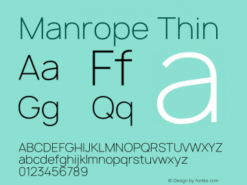 Manrope Thin Version 1.100;PS 001.100;hotconv 1.0.88;makeotf.lib2.5.64775图片样张