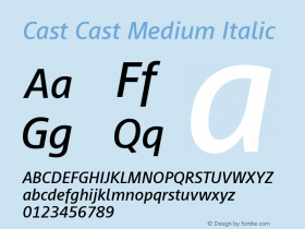 Cast Cast Medium Italic Version 4.003 Font Sample