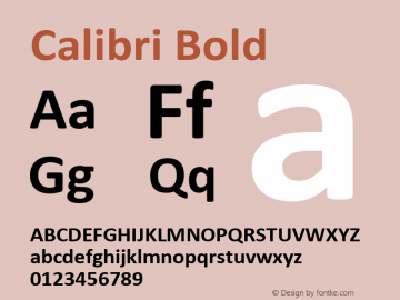 Calibri Bold Version 5.86 Font Sample